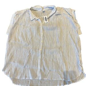 Old Navy Light Blue and White Striped Short Sleeve Blouse Plus Size 2x BNWT